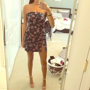 Navy Floral Strapless Dress by By The Way.